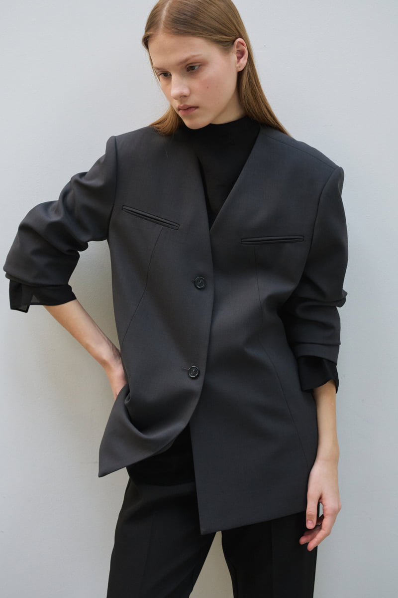 Understanding - Korean Women Fashion - #vintagekidsstyle - V No Collar Jacket - 2