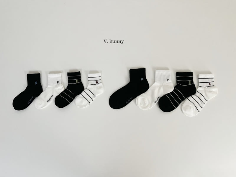 V Bunny - Korean Children Fashion - #childofig - Stripe Socks Set - 2