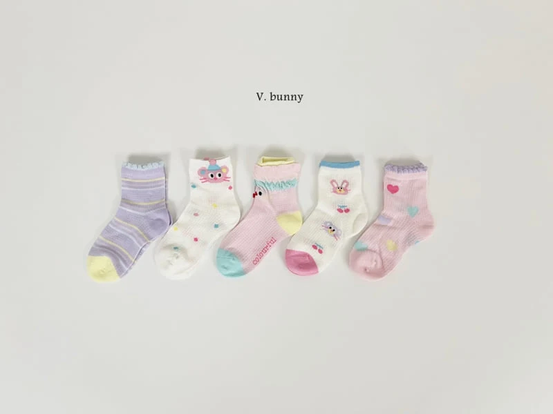 V Bunny - Korean Children Fashion - #designkidswear - Love Tick Tick Socks Set