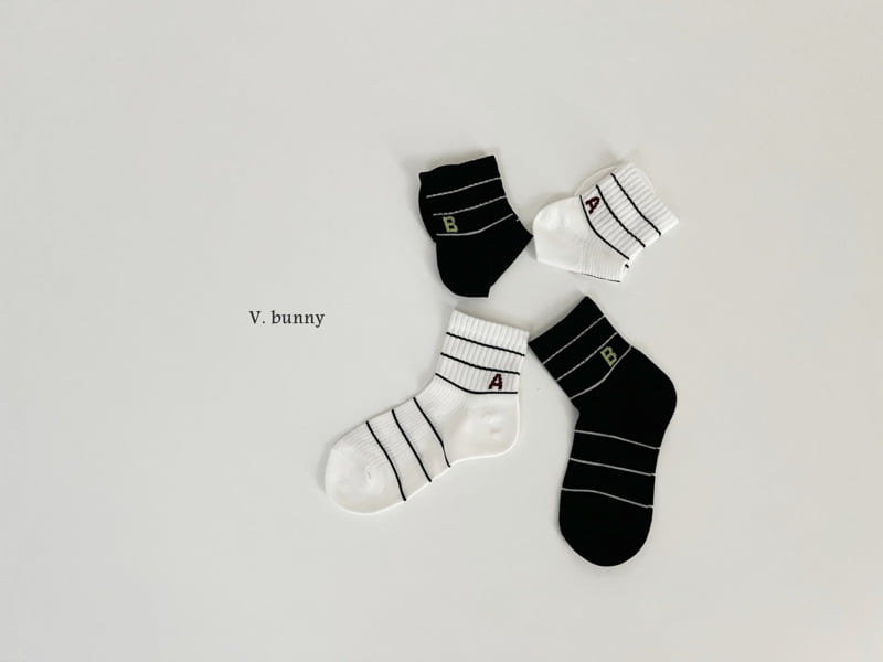 V Bunny - Korean Children Fashion - #designkidswear - Stripe Socks Set - 5