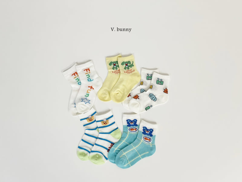 V Bunny - Korean Children Fashion - #fashionkids - Find Fun Socks Set - 11