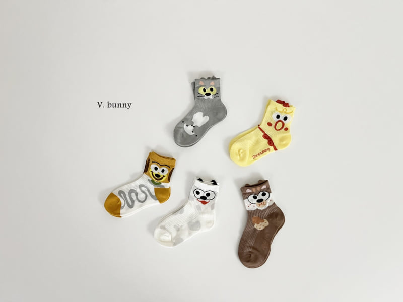 V Bunny - Korean Children Fashion - #kidsstore - Animal Socks Set - 10