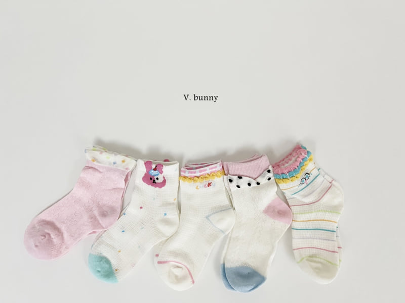 V Bunny - Korean Children Fashion - #kidsstore - Spotted Rabbit Socks Set - 9