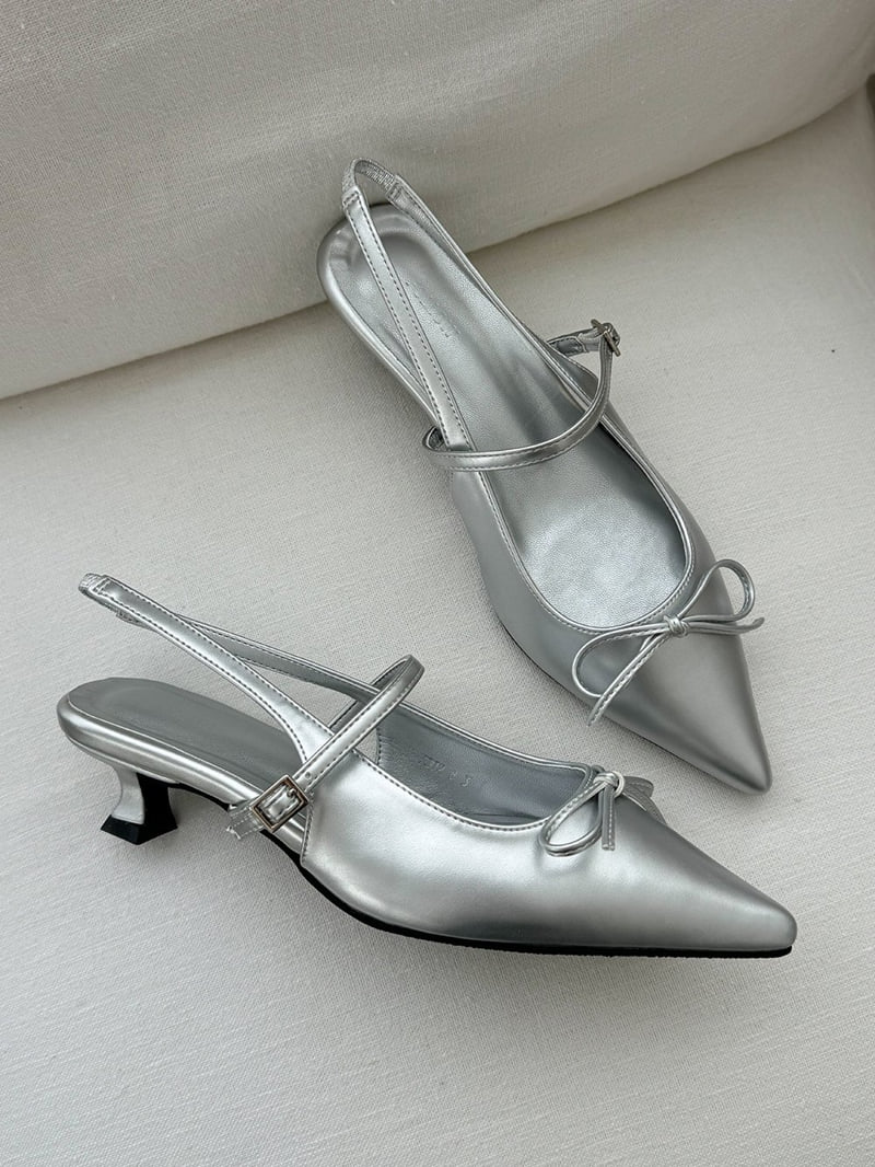 Vade - Korean Women Fashion - #momslook - Low Stiletto Ribbon Slingback - 12