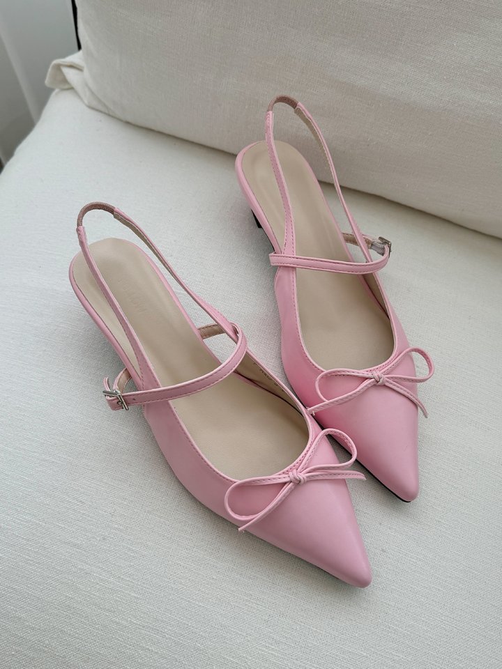 Vade - Korean Women Fashion - #womensfashion - Low Stiletto Ribbon Slingback - 4