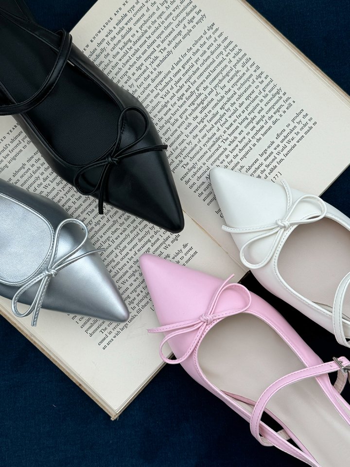 Vade - Korean Women Fashion - #momslook - Low Stiletto Ribbon Slingback - 8