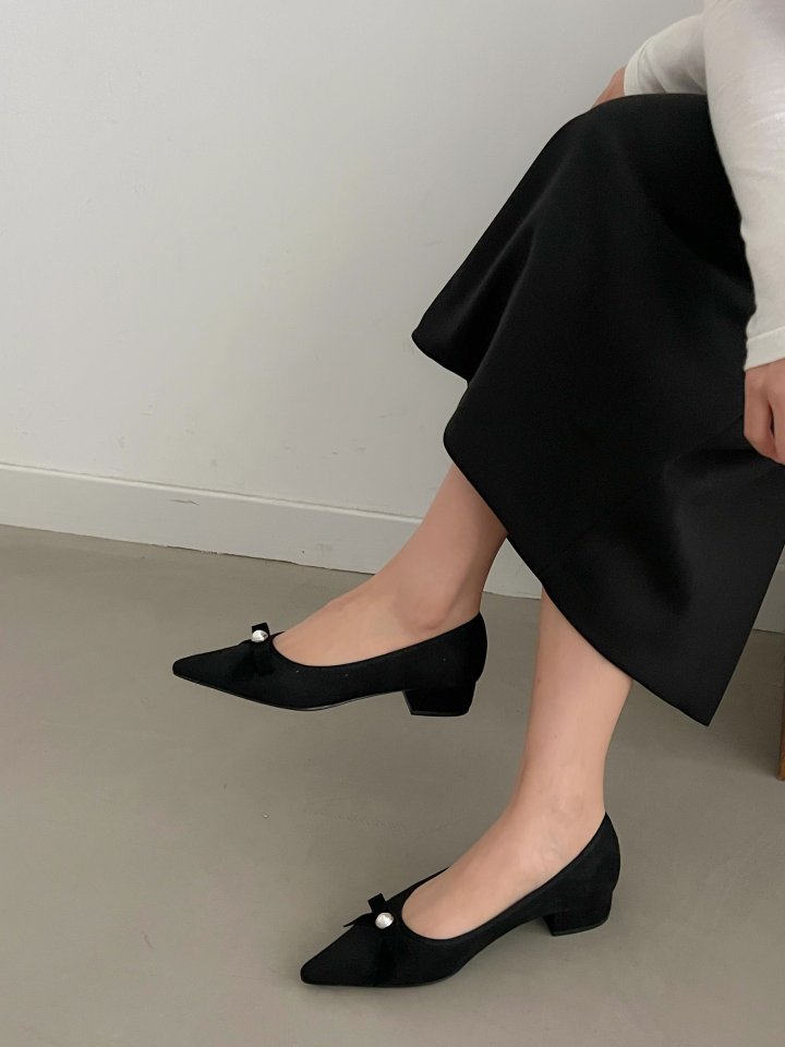 Vade - Korean Women Fashion - #momslook - Stiletto Ribbon Pearl Flat - 9