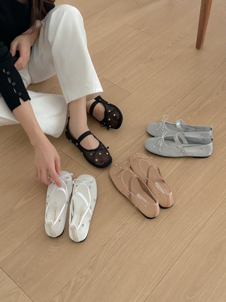 Vade - Korean Women Fashion - #momslook - Mesh Flat Socks Mary Jane - 11