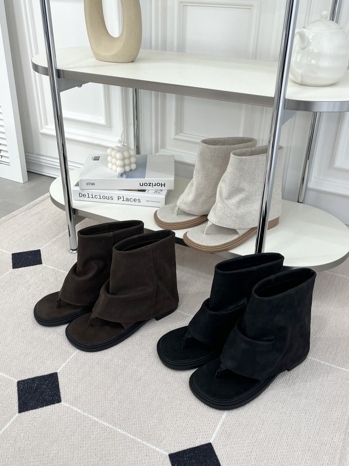 Vade - Korean Women Fashion - #womensfashion - Low Heel Half Open Toe Boots - 4