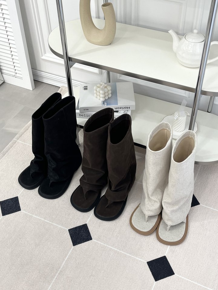 Vade - Korean Women Fashion - #momslook - Basic Open Toe Boots - 10