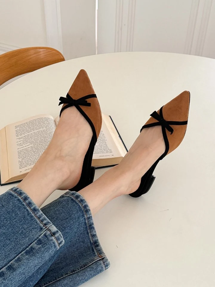 Vade - Korean Women Fashion - #womensfashion - Unique Low Stiletto Bloafer Heel - 5