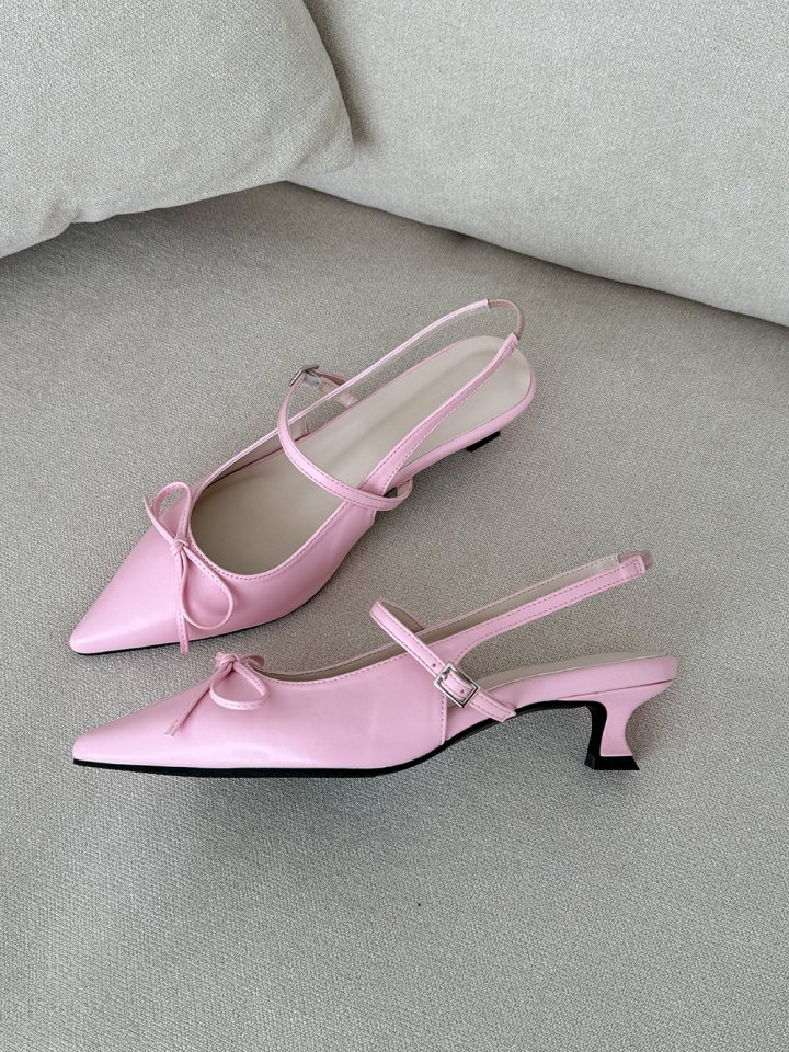 Vade - Korean Women Fashion - #womensfashion - Low Stiletto Ribbon Slingback - 5