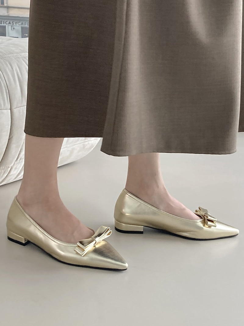 Vade - Korean Women Fashion - #womensfashion - Slim Stiletto Ribbon Flat - 12