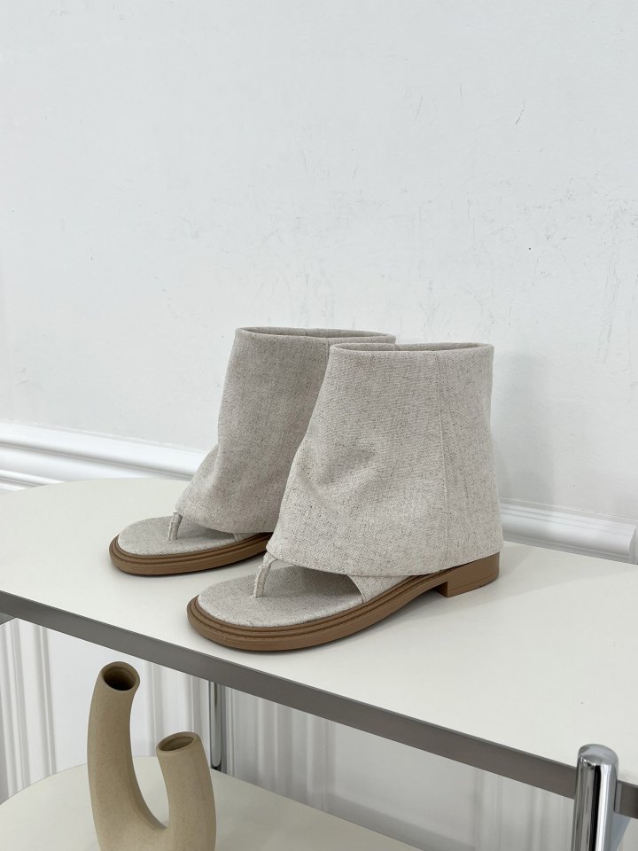 Vade - Korean Women Fashion - #womensfashion - Low Heel Half Open Toe Boots - 11