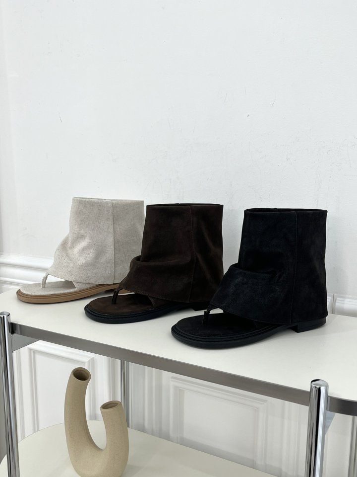 Vade - Korean Women Fashion - #womensfashion - Low Heel Half Open Toe Boots - 5