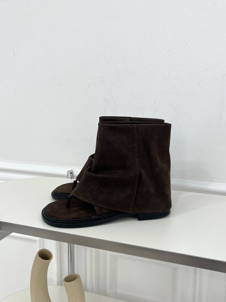 Vade - Korean Women Fashion - #womensfashion - Low Heel Half Open Toe Boots - 7