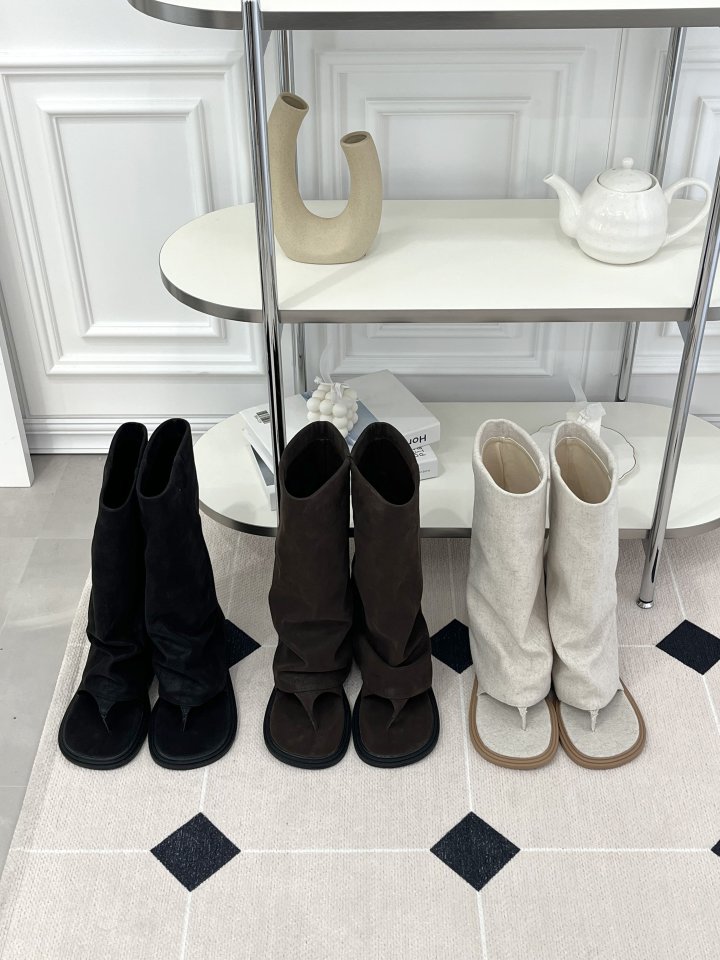 Vade - Korean Women Fashion - #womensfashion - Basic Open Toe Boots - 11