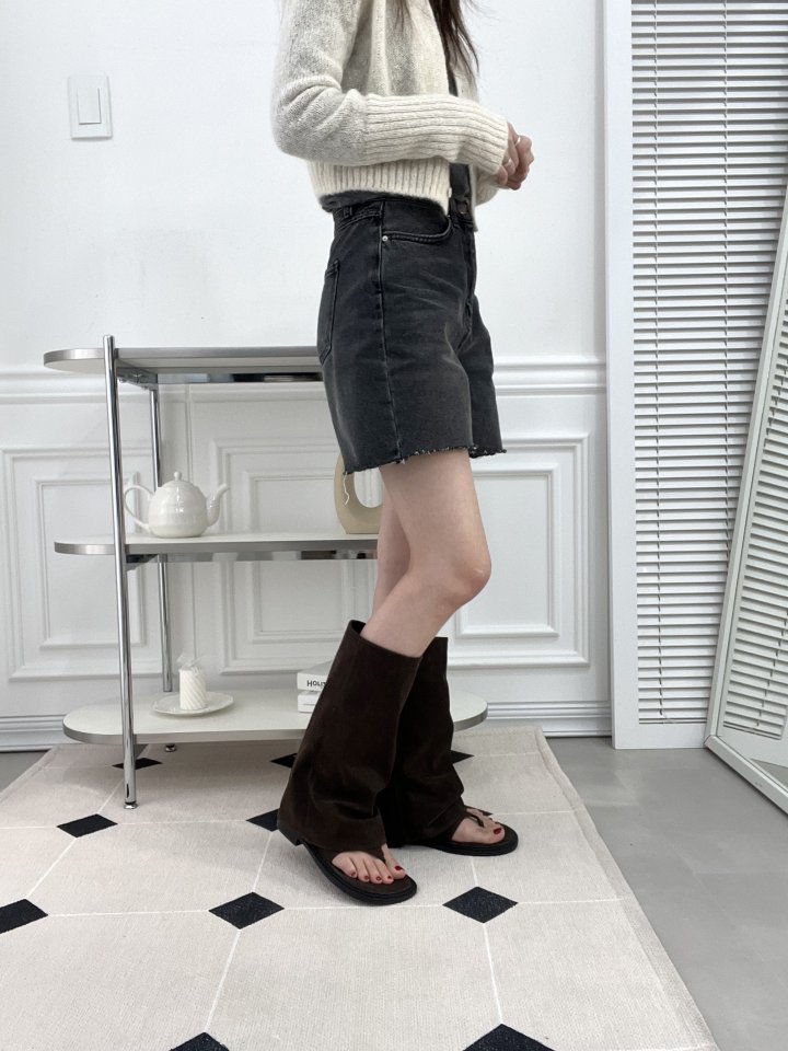 Vade - Korean Women Fashion - #womensfashion - Basic Open Toe Boots - 7