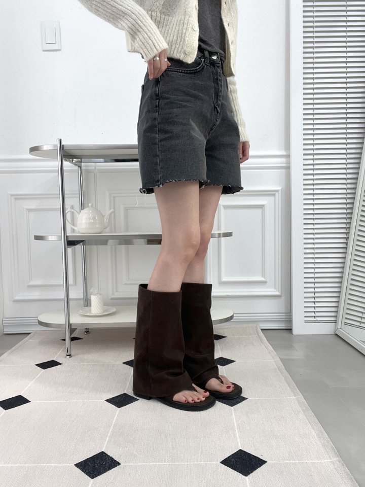 Vade - Korean Women Fashion - #womensfashion - Basic Open Toe Boots - 9
