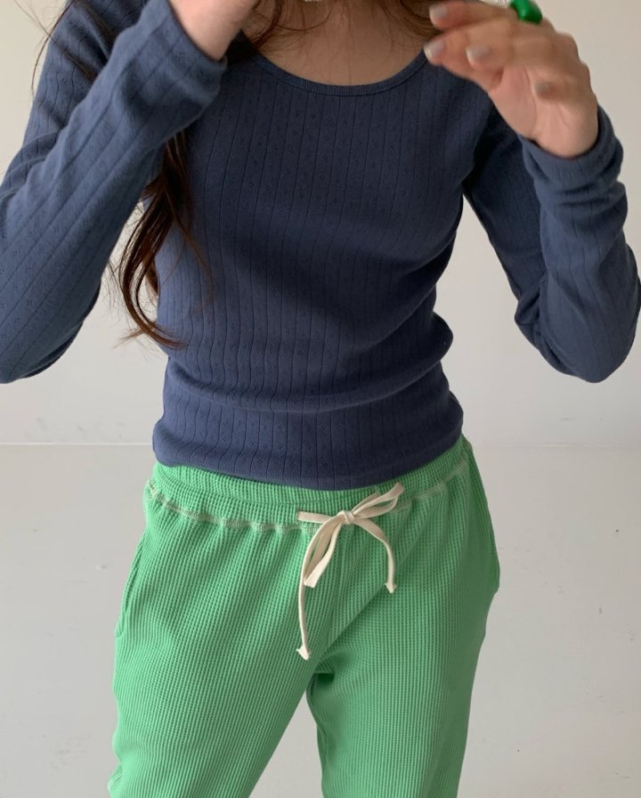 Via - Korean Women Fashion - #momslook - Waffle Jogger Pants - 11