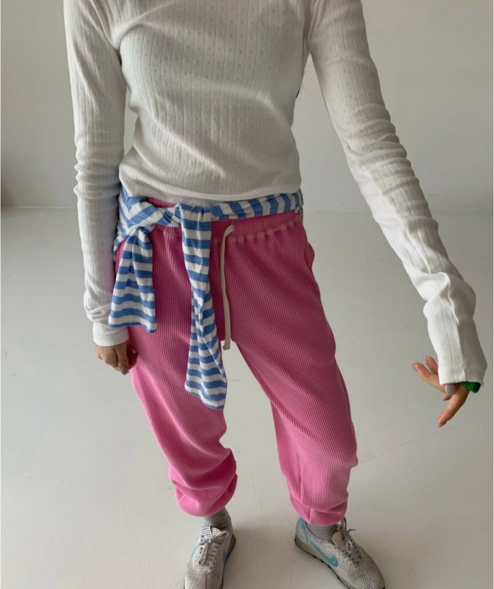 Via - Korean Women Fashion - #momslook - Waffle Jogger Pants - 11