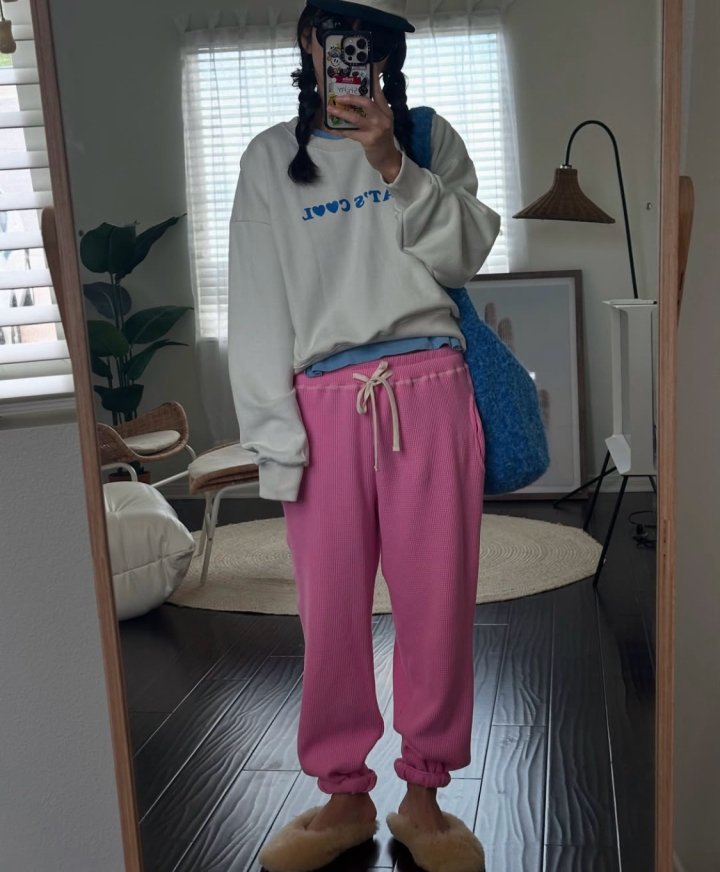 Via - Korean Women Fashion - #momslook - Waffle Jogger Pants - 2