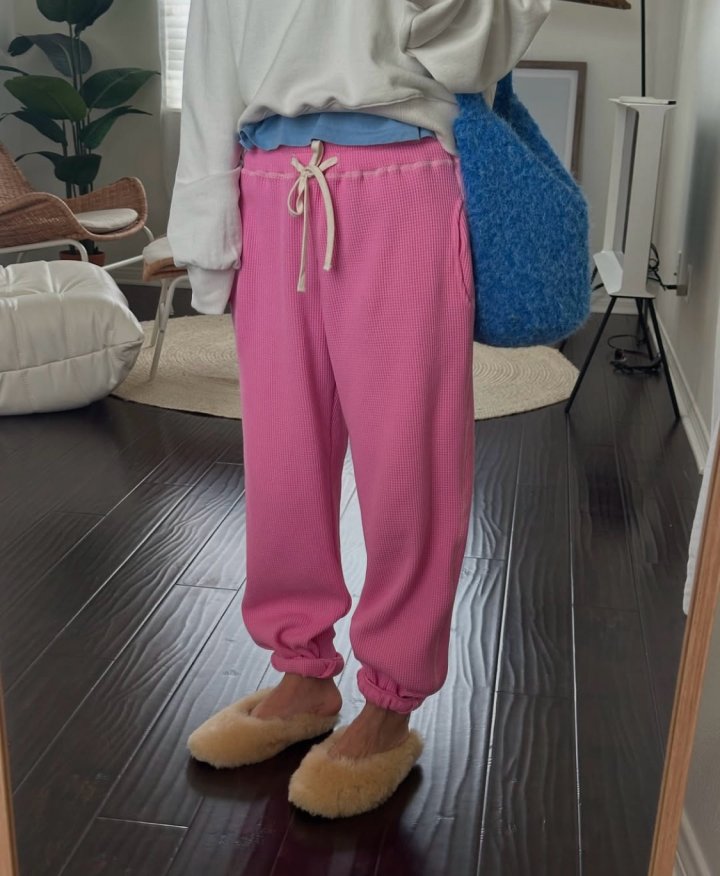Via - Korean Women Fashion - #womensfashion - Waffle Jogger Pants - 4