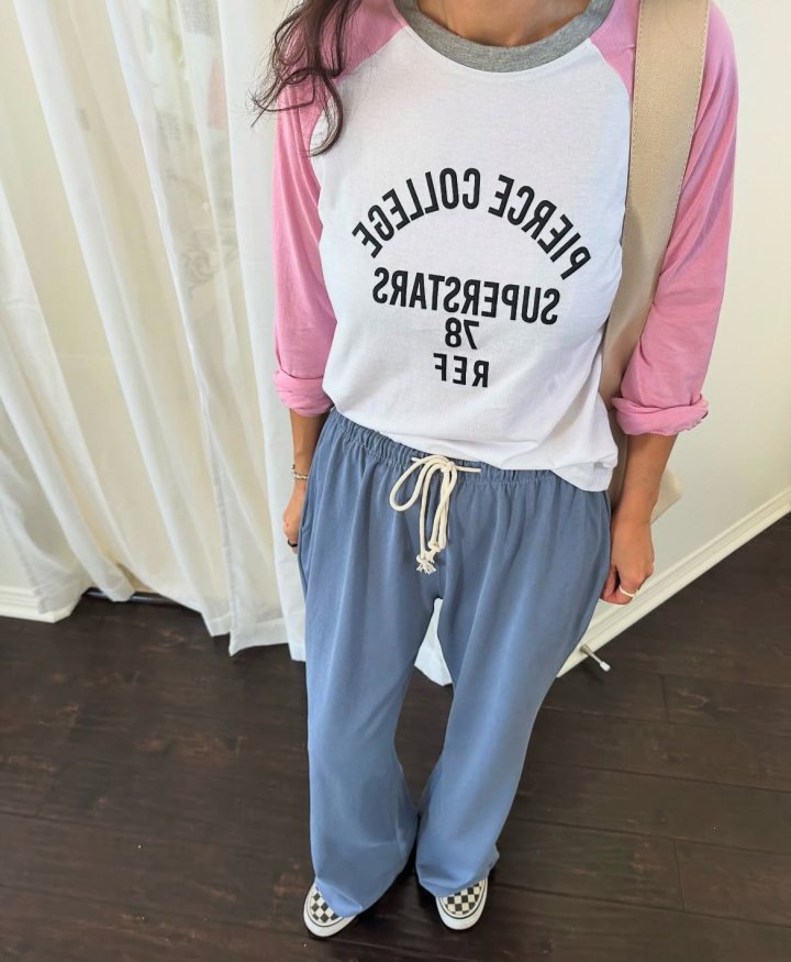 Via - Korean Women Fashion - #momslook - College Colored Tee - 11