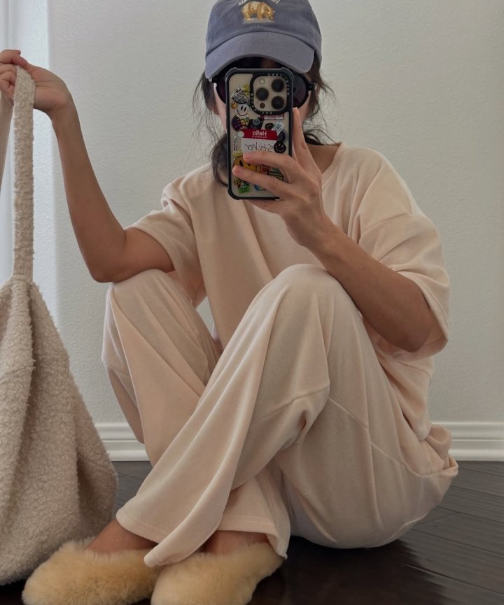 Via - Korean Women Fashion - #womensfashion - Velore Top Bottom Set - 4