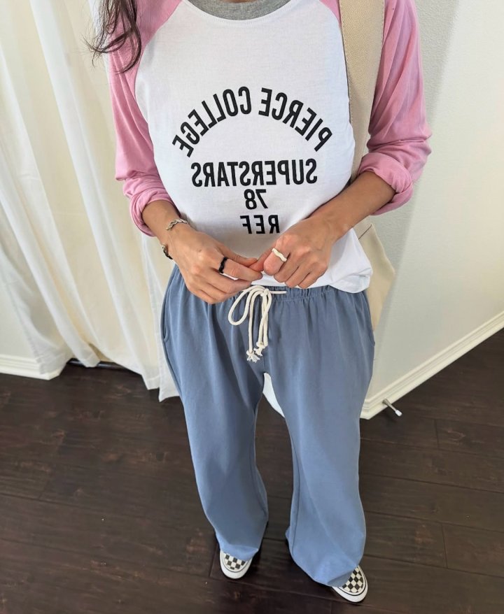Via - Korean Women Fashion - #romanticstyle - College Colored Tee - 5