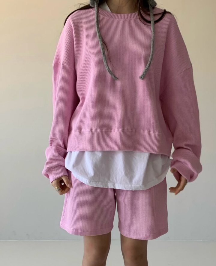 Via - Korean Women Fashion - #vintageinspired - Waffe Short Set - 9