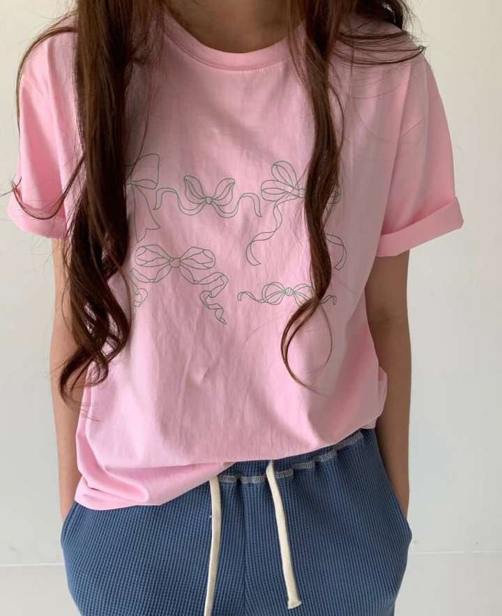 Via - Korean Women Fashion - #vintageinspired - New Ribbon Tee