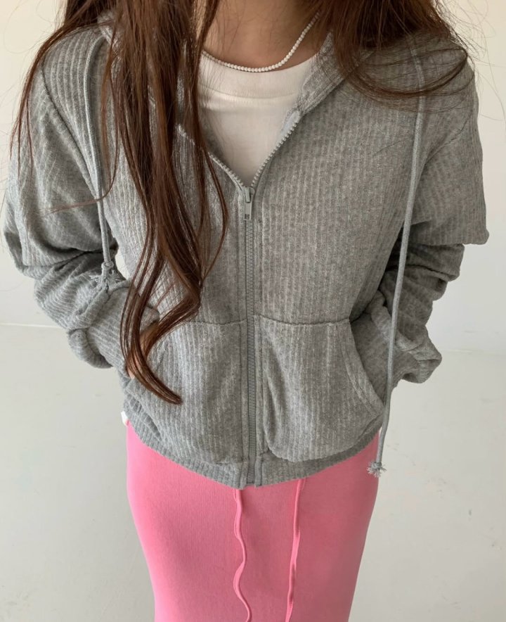 Via - Korean Women Fashion - #womensfashion - Rib Zip-up Jacket - 7