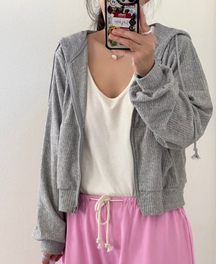 Via - Korean Women Fashion - #womensfashion - Rib Zip-up Jacket - 3