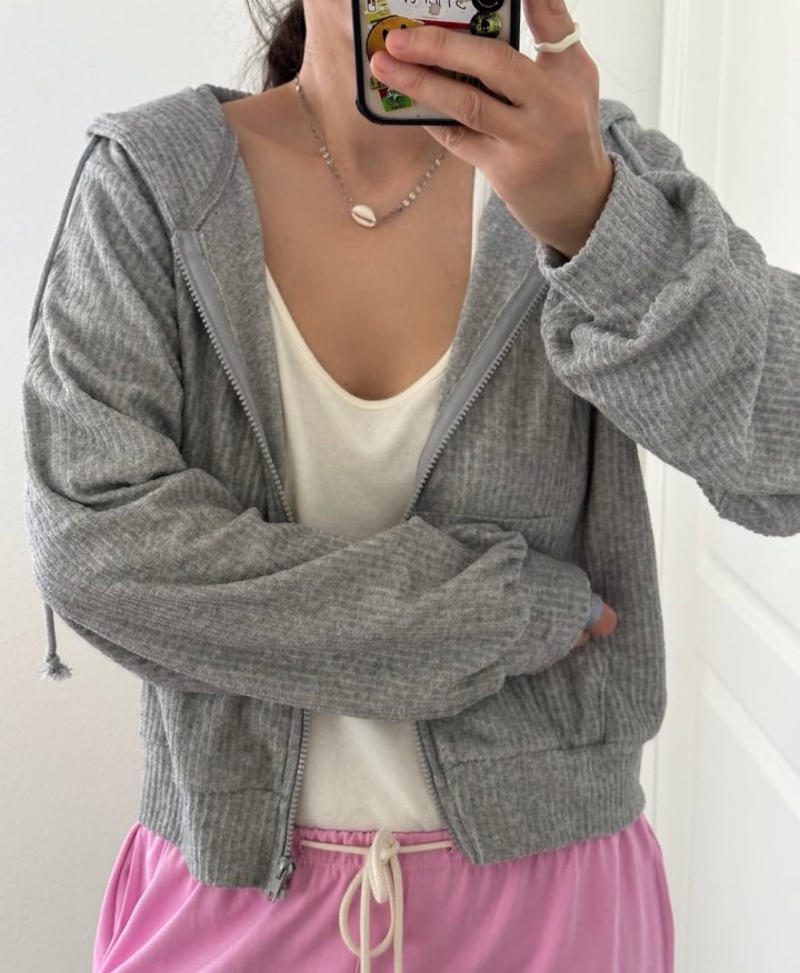 Via - Korean Women Fashion - #womensfashion - Rib Zip-up Jacket - 9