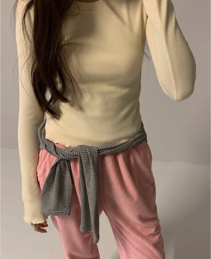 Via - Korean Women Fashion - #womensfashion - Waffle Tee - 8