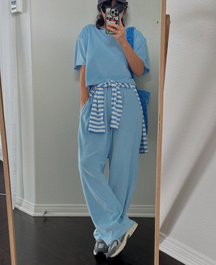 Via - Korean Women Fashion - #womensfashion - Velore Top Bottom Set - 8