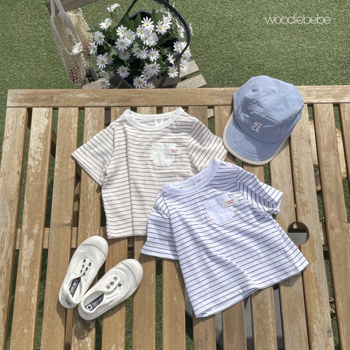Woodie - Korean Baby Fashion - #babyclothing - Stripe Pocket Tee - 6