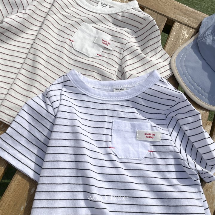 Woodie - Korean Baby Fashion - #babyfever - Stripe Pocket Tee - 8