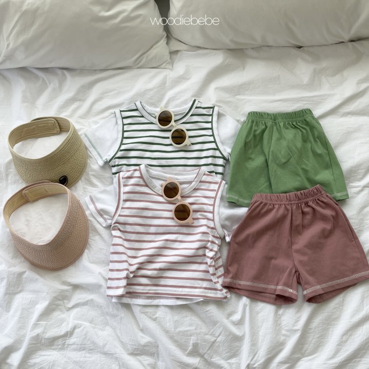 Woodie - Korean Baby Fashion - #babyoutfit - Stripe Three Set - 2