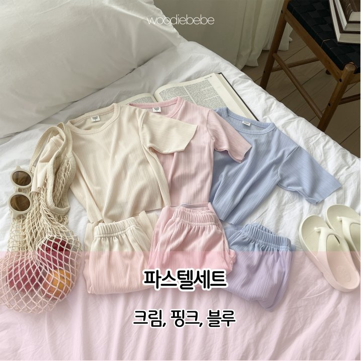 Woodie - Korean Baby Fashion - #onlinebabyshop - Pastel Set
