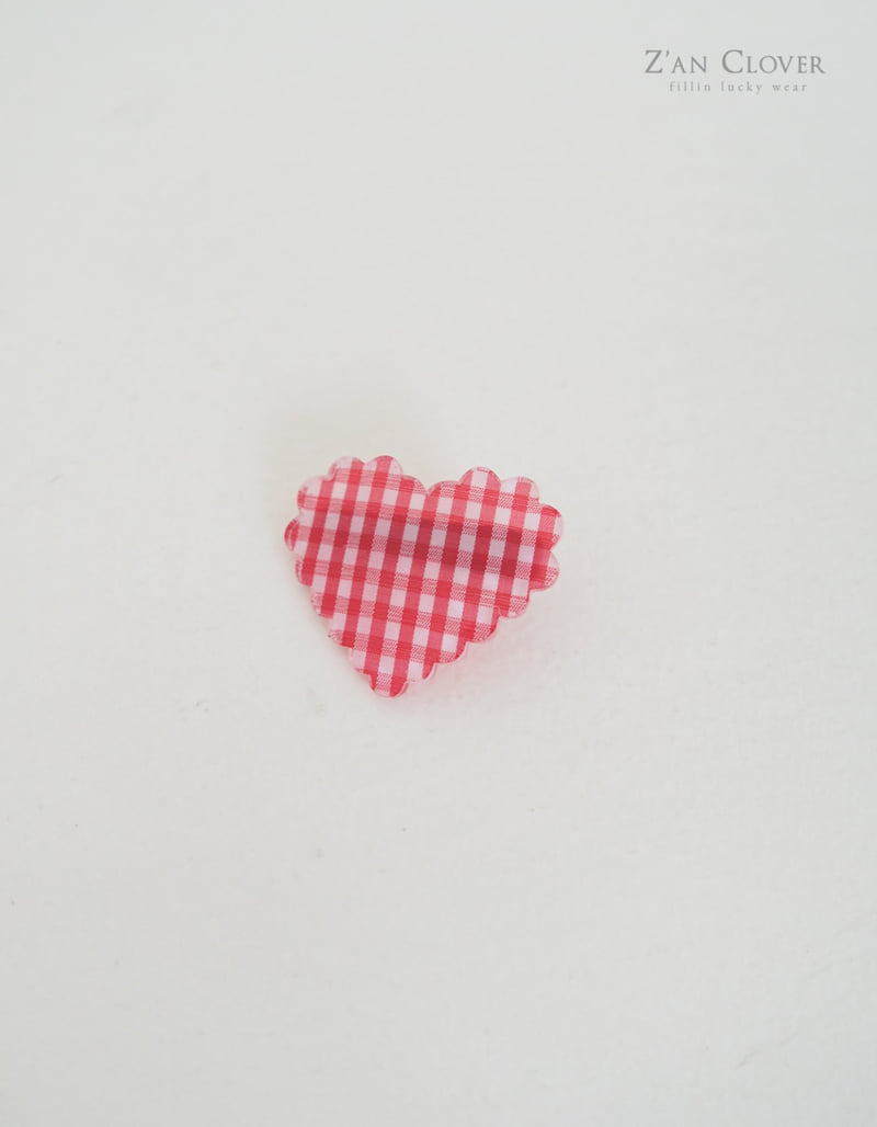 Zan Clover - Korean Children Fashion - #fashionkids - Check Heart Pin - 7