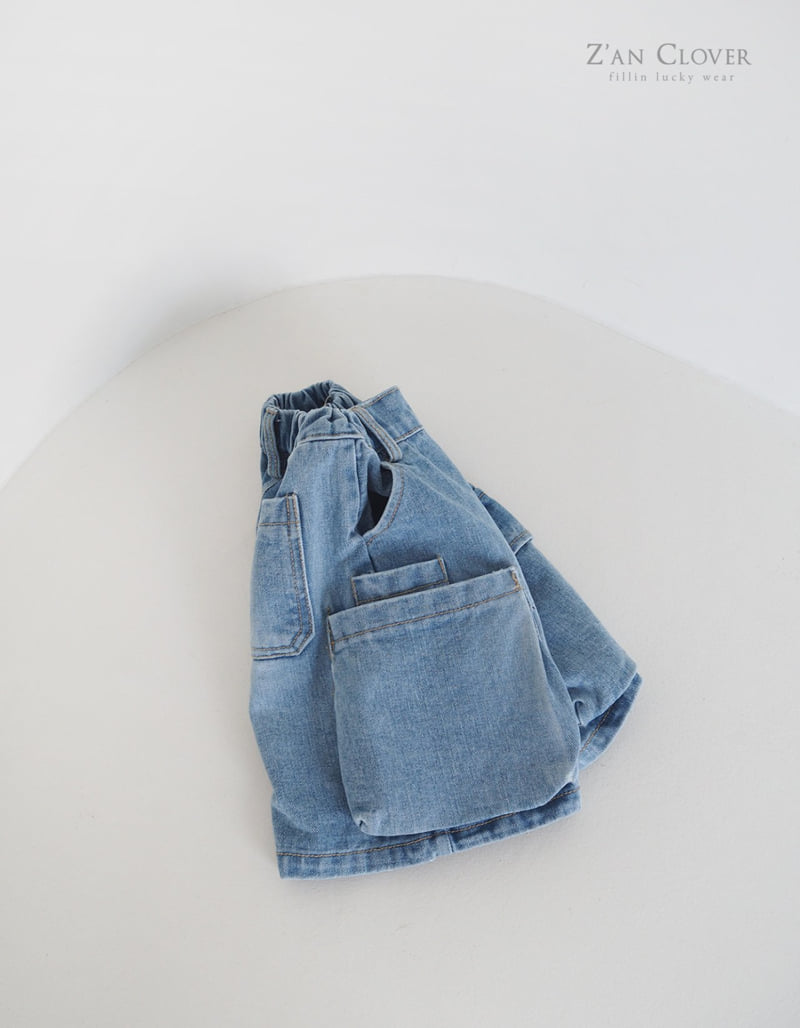 Zan Clover - Korean Children Fashion - #kidsshorts - Denim Cargo Bermuda Pants - 8