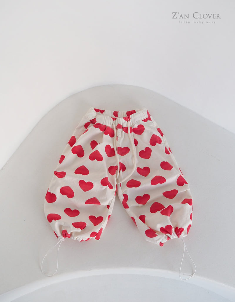 Zan Clover - Korean Children Fashion - #toddlerclothing - Balloon Fit Heart Pants - 4