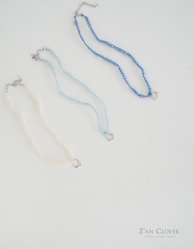Zan Clover - Korean Children Fashion - #stylishchildhood - Knit Heart Necklace - 3