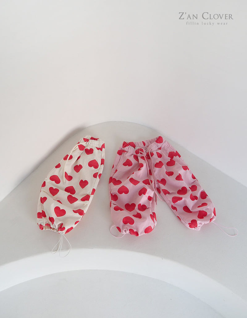 Zan Clover - Korean Children Fashion - #toddlerclothing - Balloon Fit Heart Pants - 3