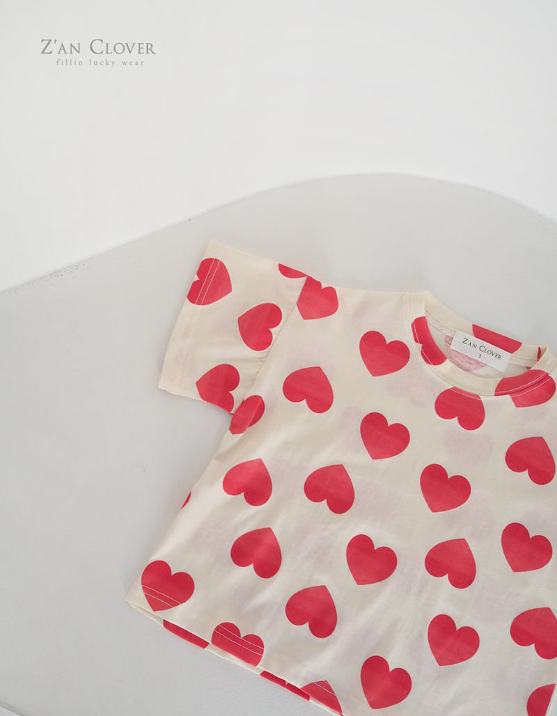 Zan Clover - Korean Children Fashion - #toddlerclothing - Gradient Heart Tee - 8