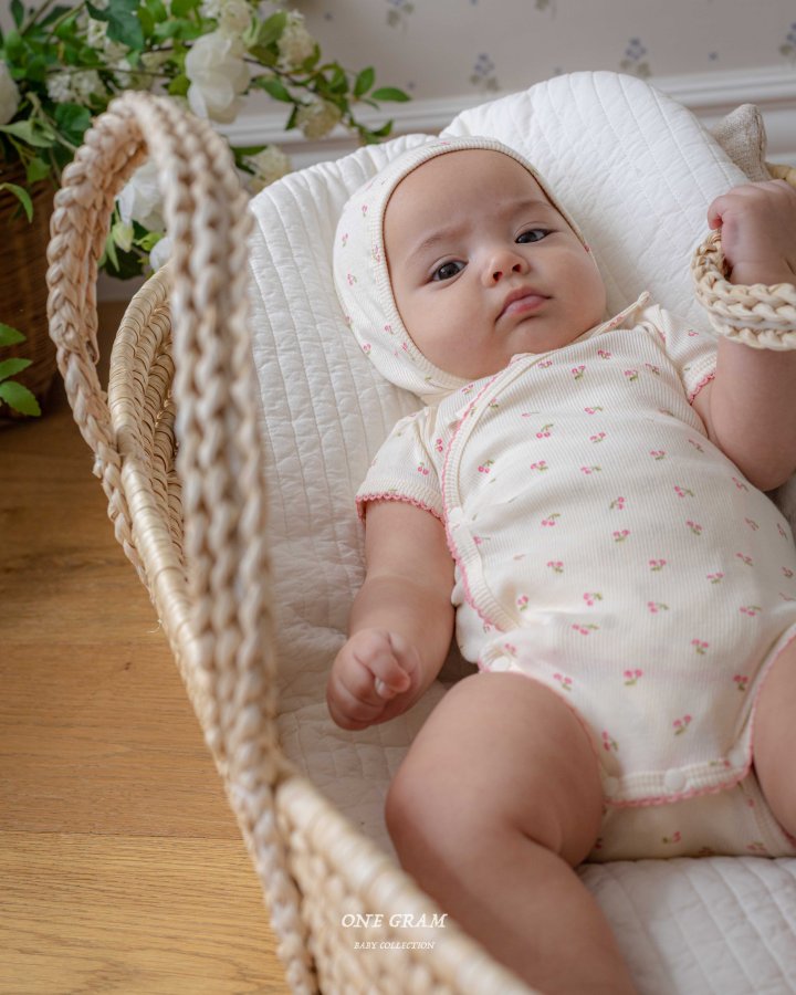 1 Gram - Korean Baby Fashion - #babyclothing - Cherry Newborn Suit - 3