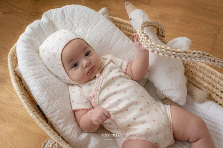 1 Gram - Korean Baby Fashion - #babygirlfashion - Cherry Newborn Suit - 6