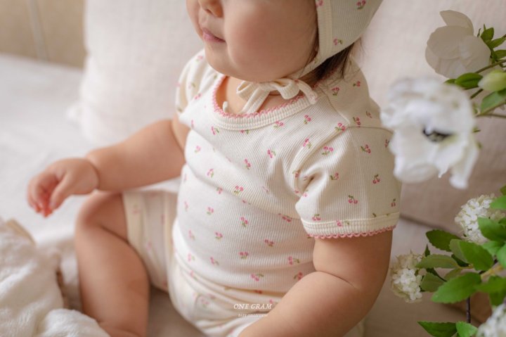 1 Gram - Korean Baby Fashion - #babyootd - Cherry Top Bottom Set - 8